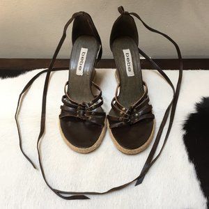 BEBE Sahara Wedge Sandals Women's Size 8